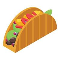 middag tacos ikon, isometrisk stil vektor