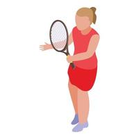 flicka tennis spelare ikon, isometrisk stil vektor