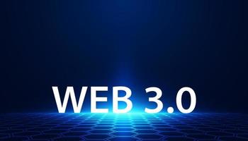 abstrakt, webb 3.0 och blockchain fyrkant, teknologi eller begrepp till utveckla webb länkar, decentraliserat, botten upp design, konsensus på blå bakgrund. modern digital, trogen vektor