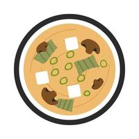 topp se illustration av vegan miso soppa med svamp tofu och tång. vektor stock illustration isolerat på vit bakgrund. platt stil