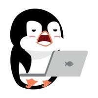 Pinguin mit Notebook-Vektor-Cartoon vektor