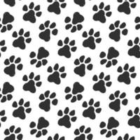Hundepfotenabdrücke, Spur von Tierspuren, Vektornahtloses Muster auf weißem Hintergrund vektor
