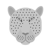 leopard ansikte platt gråskale ikon vektor