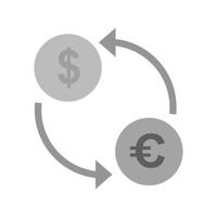 dollar till euro konvertera platt gråskale ikon vektor