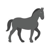 häst platt gråskale ikon vektor