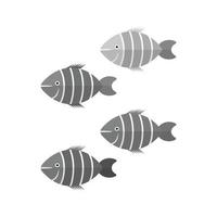 små fisk platt gråskale ikon vektor