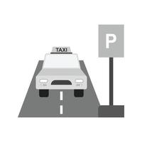 Taxistand flaches Graustufensymbol vektor