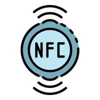 nfc chip ikon Färg översikt vektor