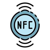 NFC-Chip-Symbol Farbumrissvektor vektor