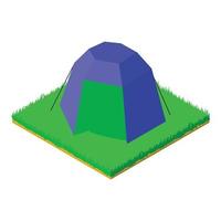 blå tält ikon, isometrisk stil vektor
