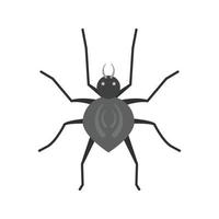 Symbol für flache Graustufen der Spinne vektor