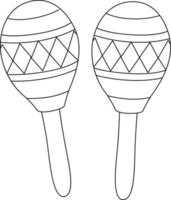 mardi gras maracas isolierte farbseite vektor