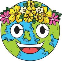 jord dag med blomma krona tecknad serie ClipArt vektor