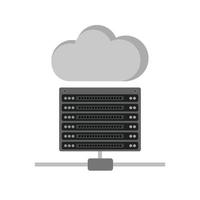 moln och server data platt gråskale ikon vektor