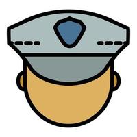 Polizist Gesicht Symbol Farbe Umriss Vektor