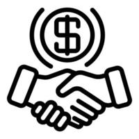 Dollarzeichen-Handshake-Symbol, Umrissstil vektor