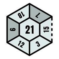 Spiel Nummer Würfel Symbol Farbe Umriss Vektor