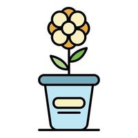 blomma pott ikon Färg översikt vektor