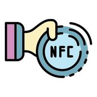 nfc-Technologie Symbol Farbe Umriss Vektor
