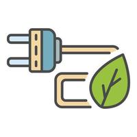 Öko-Energie Stecker Symbol Farbe Umriss Vektor