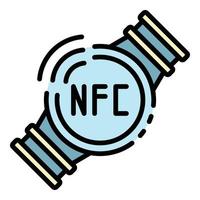 NFC-Smartwatch-Symbol Farbumrissvektor vektor