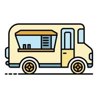 Urlaub Food Truck Symbol Farbe Umriss Vektor