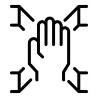 Umrissvektor für digitales Scannen von Handflächensymbolen. biometrischer Scan vektor