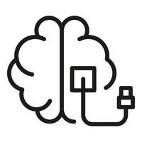 Gehirn USB-Symbol Umrissvektor. Kabel Idee vektor