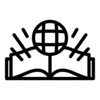 Buch-Globus-Symbol Umrissvektor. Welt Bildung vektor