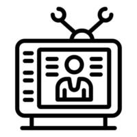 Nachrichten-TV-Live-Symbol, Umrissstil vektor