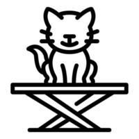 Groomer-Katze auf dem Schreibtisch-Symbol, Umrissstil vektor