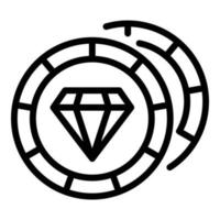 Diamant-Casino-Chips-Symbol, Umrissstil vektor