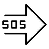 SOS-Pfeilsymbol-Umrissvektor. Notruf vektor