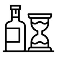 flaska och timglas ikon, översikt stil vektor