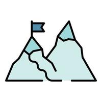 Wandern Berg Symbol Farbe Umriss Vektor