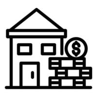 Haus und ein Stapel Geldsymbol, Umrissstil vektor