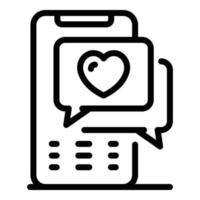 Liebe Smartphone-Chat-Symbol, Umrissstil vektor