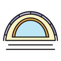 läger tält ikon Färg översikt vektor