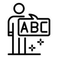 mann sagt abc-symbol, umrissstil vektor