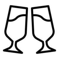 zwei Weinglas-Symbol, Umrissstil vektor