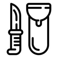 jägare kniv ikon, översikt stil vektor