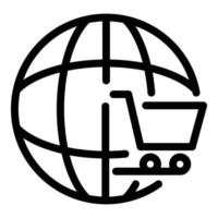 globales Shop-Warenkorb-Symbol, Umrissstil vektor