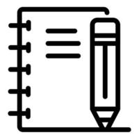 Notebook-Bleistift-Symbol, Umriss-Stil vektor