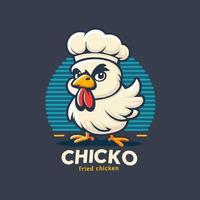friterad kyckling kock maskot logotyp för mat restaurang begrepp vektor
