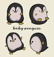 söt bebis pingvin hand dragen vektor illustration 02