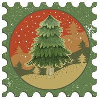 Aquarell-Kiefer-Vintage-Stempel für Weihnachtsgrußkarten, Vektorzusammensetzung 04 vektor