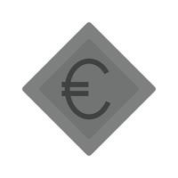 euro symbol platt gråskale ikon vektor