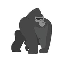 Gorilla flaches Graustufen-Symbol vektor