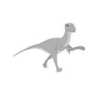 flaches Graustufen-Symbol für Dinosaurier vektor