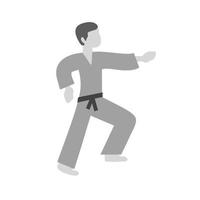 karate platt gråskale ikon vektor